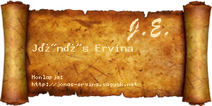 Jónás Ervina névjegykártya